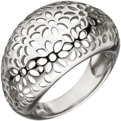 Echt. Chic. Damen Ring breit mit Blumen Muster 925 Sterling Silber Silberring