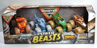 Monster Jam Power Beasts 1:64 Truck 4er-Pack Geschenk Set