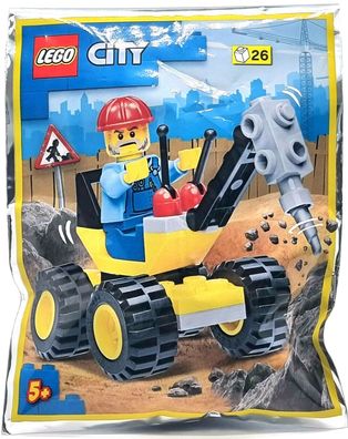 LEGO City 952202 Figur Bauarbeiter Paul Präzise mit Präzions Bagger / Polybag