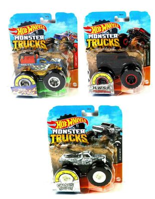 Mattel Hot Wheels Monster Trucks LKW 3er Pack H.W.S., Chassis Snapper, Haul YÀll