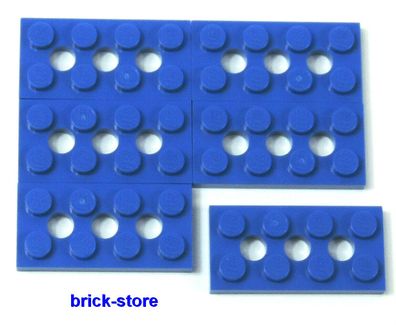 LEGO Nr.-370923 Technic Platte 2x4 blau mit Loch / 6 Stück