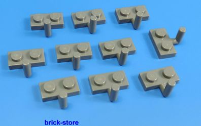 LEGO 1x2 Platte dunkelgrau vertikal horizontal mit 90°Griff / 10 Stück