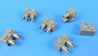 LEGO technic Nr- 4210697 Grundbaustein 1x2 mit 2 Pins dunkelgrau / 6 Stück