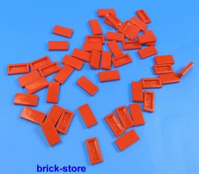 LEGO® 1x2 Fliesen rot / 50 Stück