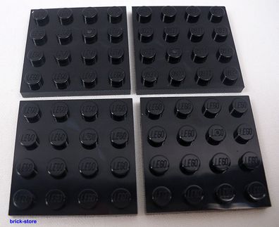 LEGO® 4x4 Platten schwarz / 4 Stück