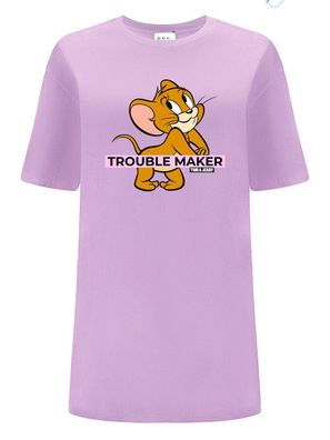 Damen-T-Shirt Oversize Tom & Jerry 012 Lila