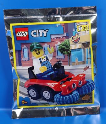 LEGO City 952106 Straßenreiniger Figur Simon Silber mit Kehrmaschine
