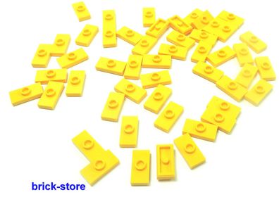 LEGO 1x2 gelbe Fliesen mit Noppen / 50 Stück