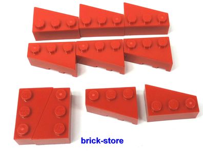 LEGO® 2x3 Grundbaustein Dachstein rot Keilsteine links / 10 Stück