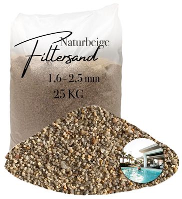 Aquagran® Filtersand beige 25 kg Filterkies natürlicher Pool Filter 1,6-2,5 mm