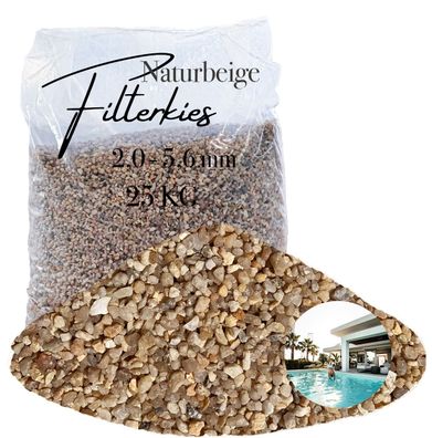 Aquagran® Filtersand beige 25 kg Filterkies natürlicher Pool Filter 2,0-5,6 mm