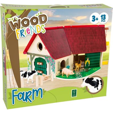 small food 11005 Woodfriends Bauernhof mit Zubehör aus Holz