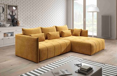 FURNIX Sofa YAHO Couch ausziehbar mit Bettkasten und Kissen Schlafsofa KR 01