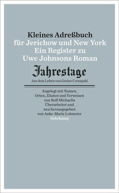 Kleines Adressbuch f?r Jerichow und New York: Ein Register zu Uwe Johnsons ...