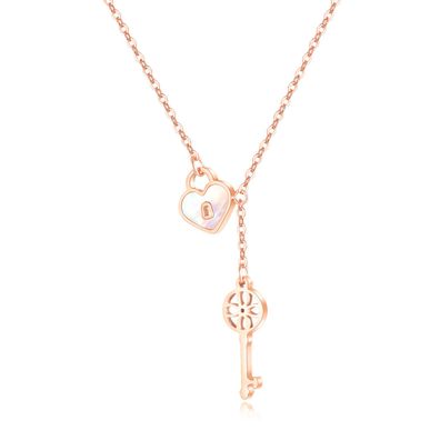 Love Titanium Steel Women's Necklace Lock Key Clavicle Chain Pendant
