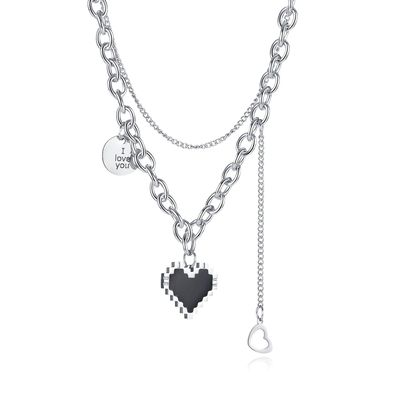 Stainless Steel Sweater Chain Love Letter Titanium Steel Necklace For Women