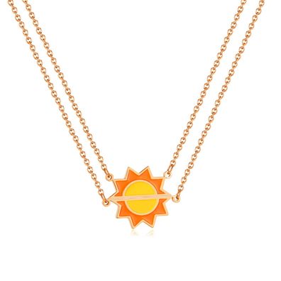 Sun Pendant Elegant Twin Titanium Steel Necklace For Women