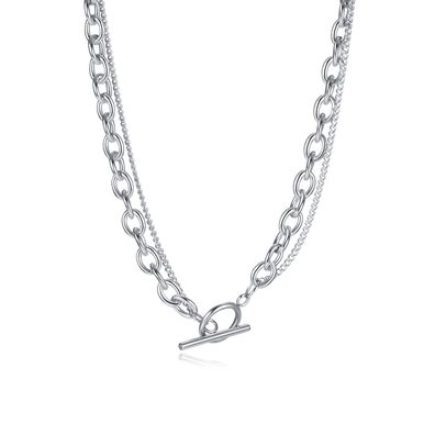 Twin Stainless Steel Sweater Chain Cold Style Ot Buckle Necklace For Women