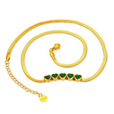Sense Loving Heart Zircon Snake Bones Chain Stainless Steel Necklace Women's