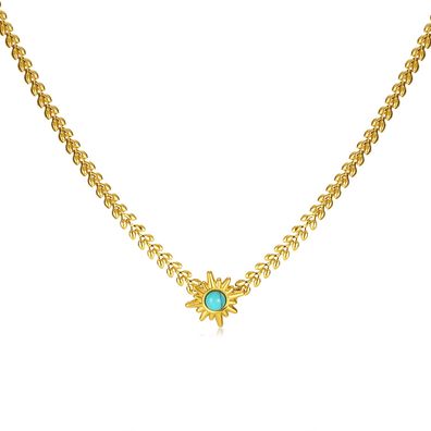 Light Luxury Choker Sunflower Pendant Titanium Steel Necklace