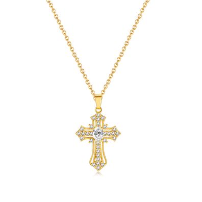 Full Diamond Cross Pendant Light Luxury And Simplicity Necklace For Women