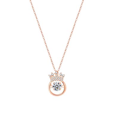 S925 Pure Silver Necklace Diamond Inlaid Crown Pendant Silver Necklace Women