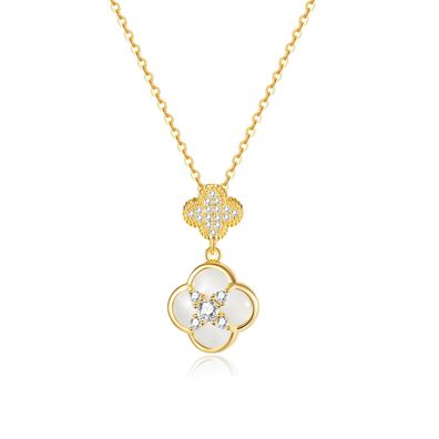 Light Luxury High-Grade Girl Pendant Dignified Flowers Clover Zircon Necklace For