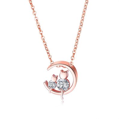 Summer Necklace Copper Plating Rose Gold Animal Jeweled Pendant Female