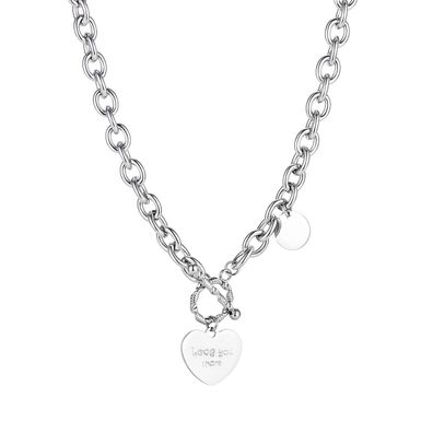 Cold Style Titanium Steel Necklace Tide Elegant Heart Ot Buckle Sweater Chain