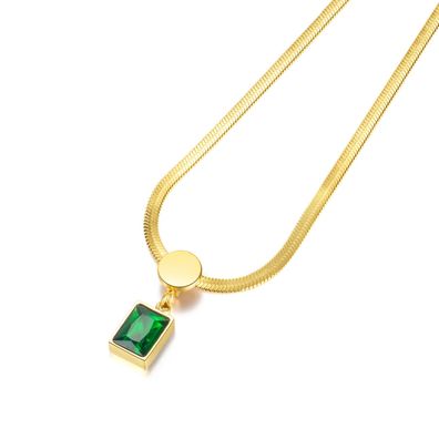 Emerald Pendant Light Luxury Temperament High-Grade Titanium Steel Necklace For Women