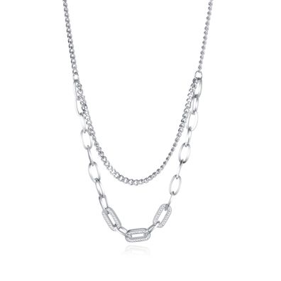 Twin Titanium Steel Necklace Women's Cold Style Sweater Chain Pendant