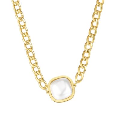 Cold Cuban Link Chain Pendant Graceful Pearl Necklace Female Titanium Steel