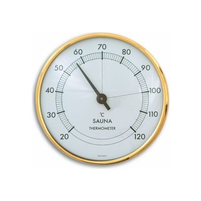 TFA - Analoges Sauna-Thermometer mit Metallring 40.1002 - gold/ weiß