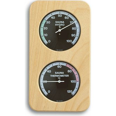 TFA - Analoges Sauna-Thermo-Hygrometer mit Holzrahmen 40.1004 - natur