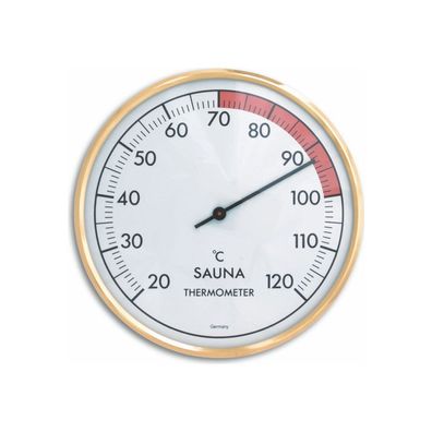 TFA - Analoges Sauna-Thermometer mit Metallring 40.1011 - gold/ weiß