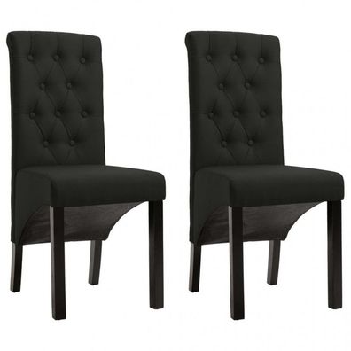 Esszimmerstühle 2 Stück Schwarz Stoff (Farbe: Schwarz)
