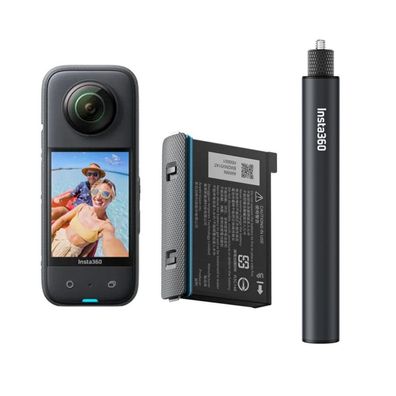 Insta360 - Actionkamera X3 - Bundle mit Ersatzakku und Selfie-Stick 18-70 cm