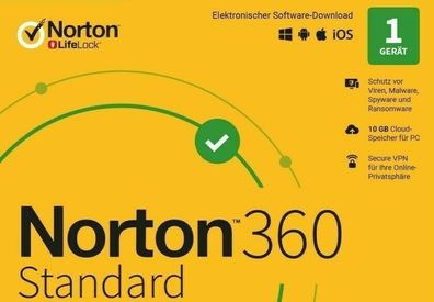 Norton Security 360 Standard - 1 Gerät - 1 Jahr - kein ABO - Download - ESD