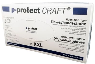 CRAFT p-protect Hochleistungs Einweghandschuh Naturlatex Größe XXL 90 Stk 1220