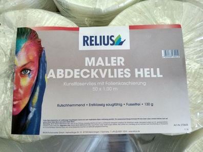 Relius Maler Abdeckvlies hell Kunstfaser vlies mit Folienkaschierung 50 x 1m