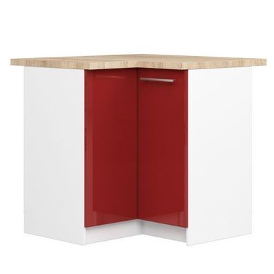 Küchenschrank AKORD OLIWIA modular S90 Weiß 90 cm Front Rot Glanz B90 x H85 x T46 cm