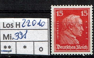 Los H22010: Deutsches Reich Mi. 391 * *