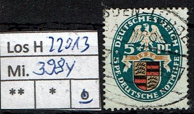 Los H22013: Deutsches Reich Mi. 398 y, gest.