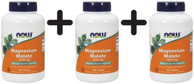 3 x Magnesium Malate, 1000mg - 180 tabs
