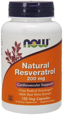 Natural Resveratrol, 200mg with Red Wine Extract - 120 vcaps