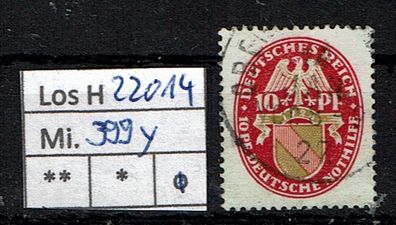 Los H22014: Deutsches Reich Mi. 399 y, gest.