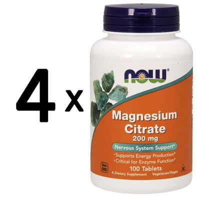 4 x Magnesium Citrate, 200mg - 100 tablets