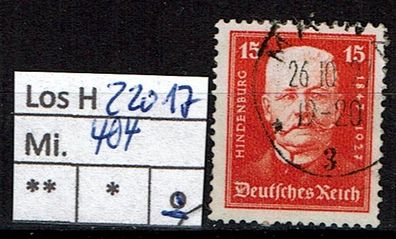 Los H22017: Deutsches Reich Mi. 404, gest.