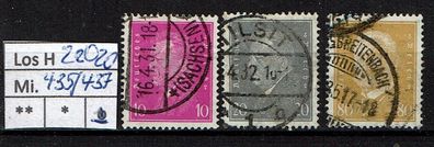 Los H22020: Deutsches Reich Mi. 435/37, gest.