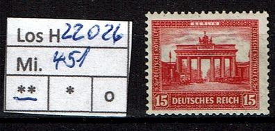 Los H22026: Deutsches Reich Mi. 451 * *